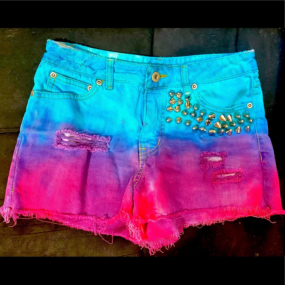 Tie dyed jean shorts